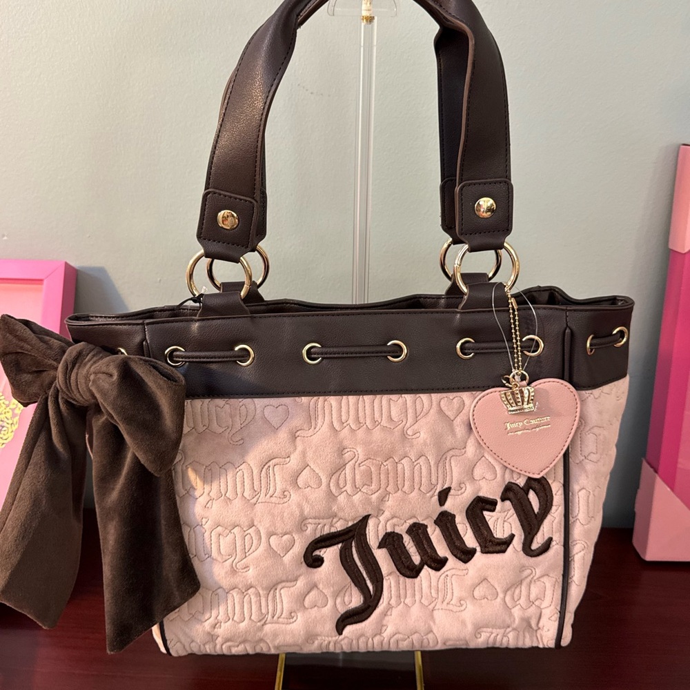Juicy Couture Pink and Dark Brown Tote Bag